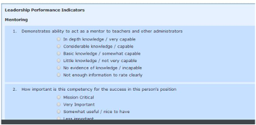 Sample list of competencies