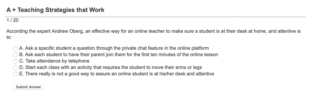 image of multiple choice assessment question 1