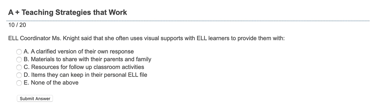 image of multiple choice assessment question 1