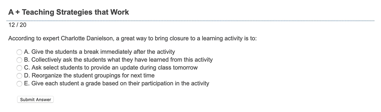 image of multiple choice assessment question 1