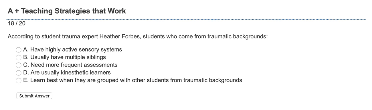 image of multiple choice assessment question 1