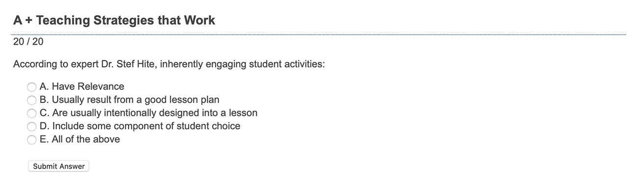 image of multiple choice assessment question 1