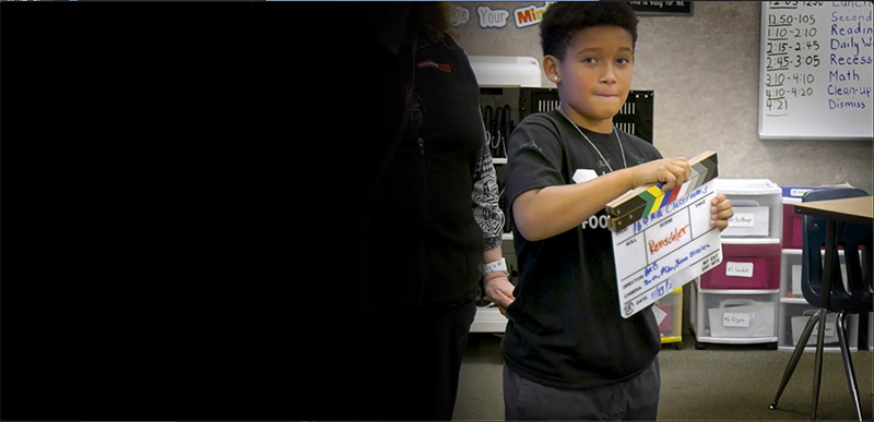 Student marking a scene